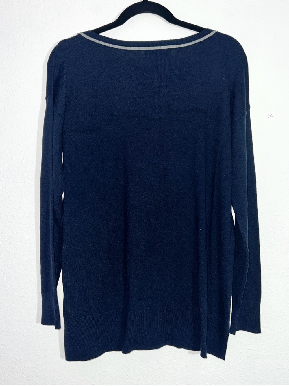 NWT Banana Republic Navy Blue Tunic Sweater Medium Contrast Trim Seam Detail - Picture 9 of 11